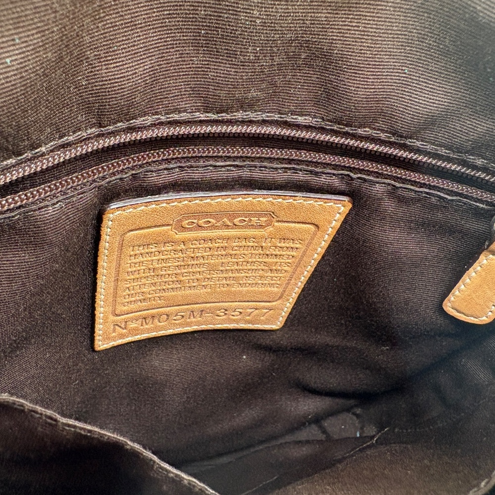 Coach Signature Tan Brown Jacquard Leather Y2K Shoulder Bag Purse with hangtag - Picture 12 of 15